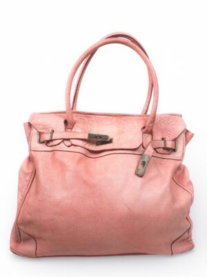 PINK LEATHER FIRKIN BAG