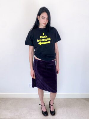PURPLE STRIPED MIDI SKIRT
