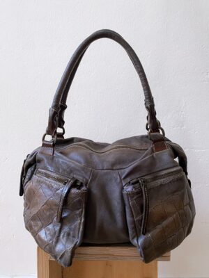 WASHED LEATHER SHOULDER BAG