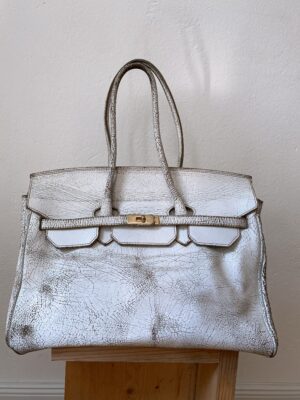 CRACKLED FIRKIN LEATHER BAG